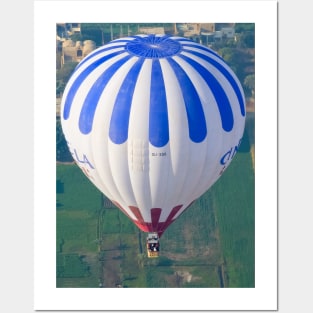 Hot Air Balloon over Green Fields Posters and Art